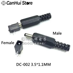 10PCS DC-002 3.5*1.1 MM DC Power Jack Female Charging Socket and Male DC Plug 3.5 x 1.0mm 3Pin Charging DC Connector DIP DC-002