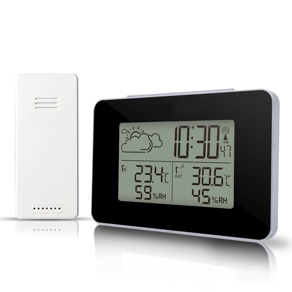 FanJu FJ3364 Digital Alarm Clock Weather Station Wireless Sensor Hygrometer Thermometer Watch LCD Time Desktop Table Clocks