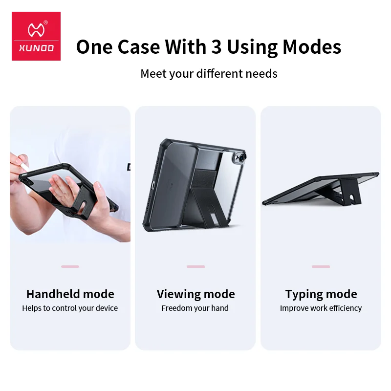 Xundd-태블릿 커버 케이스, 접이식 스탠드 포함, 아이패드용, 아이패드 미니 4 5 6, 아이패드 10.2 2022 용, 아이패드 에어 4 5 8 세대 미니 6 용 케이스