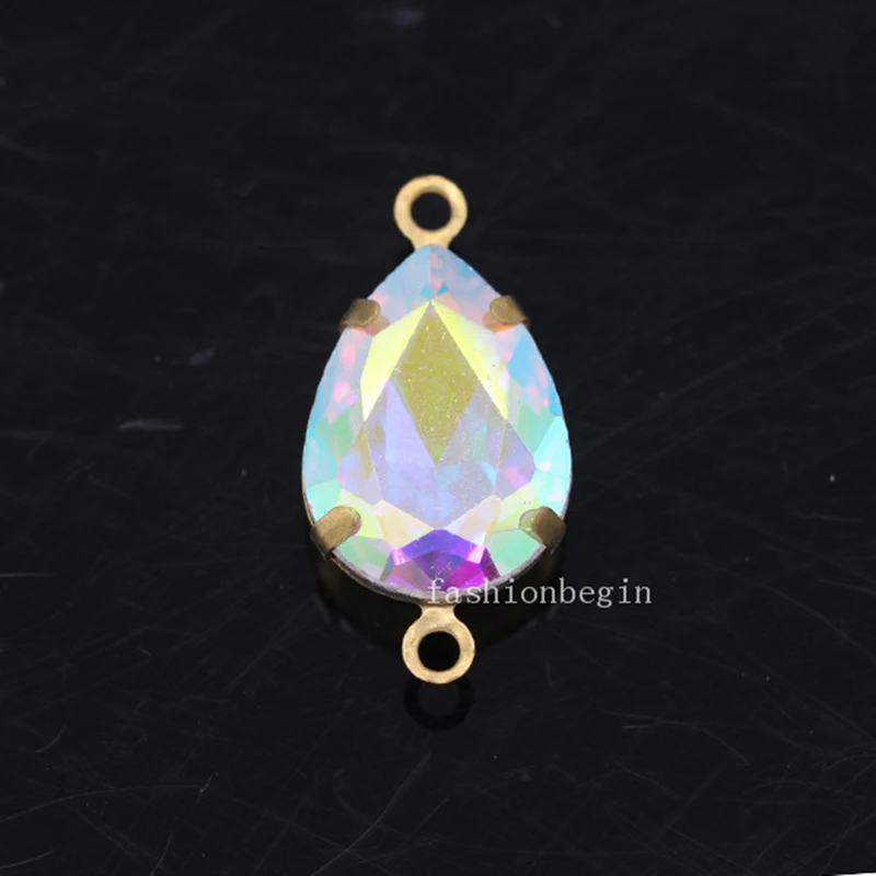 Double framed pendant Crystal Teardrop rhinessttones sewing Water droplets stones shape for Jewelry making clothing accessories