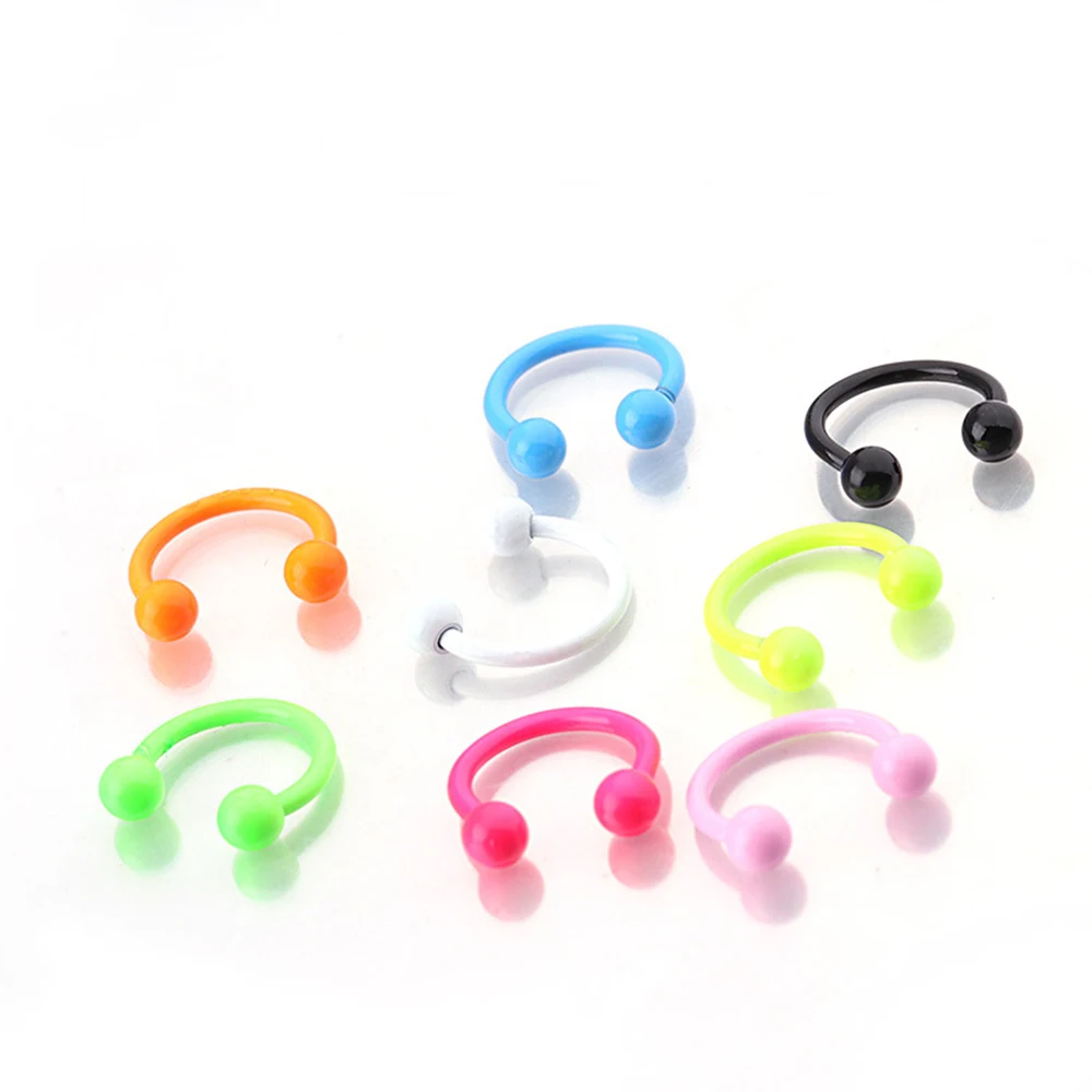 10Pcs/Lot Mixed Candy Color Random Stainless Steel Nose Rings Nose Nipple Hoops Nose Septum Eyebrow Ear Piercing Body Jewelry