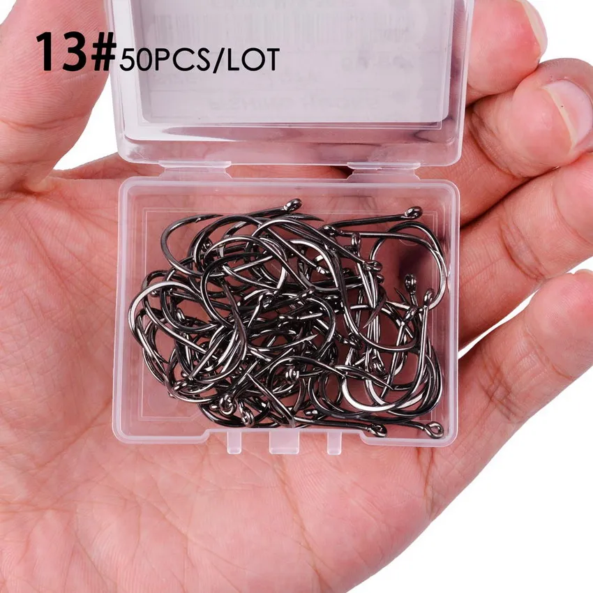 50 Stück / 20 Stück / Box Kreisförmiger Karpfen-Angelhaken mit Öhrchen Größe 2-22 # Ring Eye Japan Angelhaken Einzel-Jig Angelhaken Tackle – Detail 6