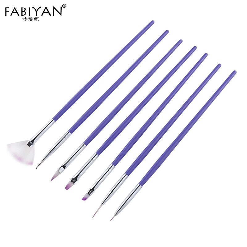 7PCS/Set Nail Art Brush Pen Dotting Painting Drawing Fan Line Builder Design Polish Gel UV Tips Decoration Manicure Tools Beauty