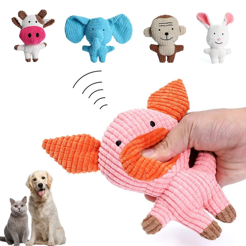 Cute Animal Shape Plush Toys For Small Large Dogs Puppy Squeaky Toy Bite Resistant Dog Chew Toys Dog Accessories Pet Supplies