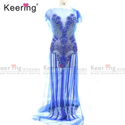 Light Blue Large Rhinestone Body Panel WDP-319 Fashion Wedding Dress Panel for Elegant Bridal Attire