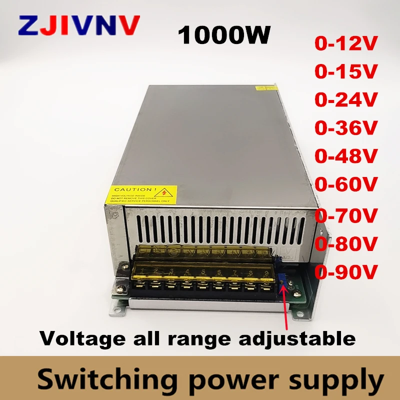 0-12V 15V 24V 36V 48V 55V 60V 72V 80V 90V 110v 150v 220v Adjustable Switching Power Supply Led Power Supply 1000W  Ac To Dc Smps