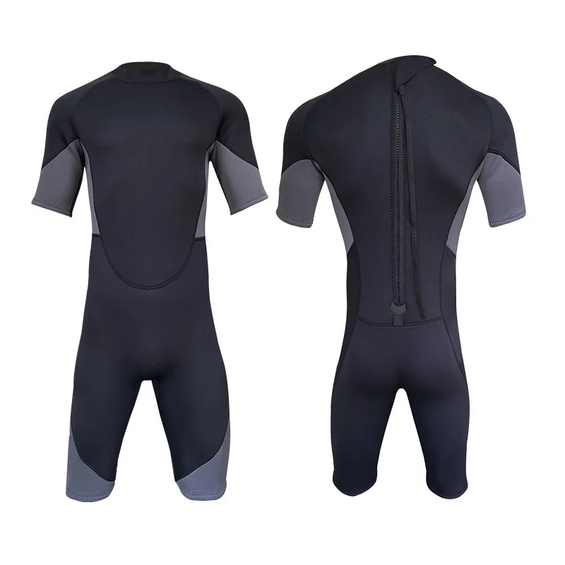 

2/3mm Neoprene Wetsuit Men Short sleeve Scuba Diving suit Surfing Sunproof one piece set Snorkeling spearfishing Swimsuit