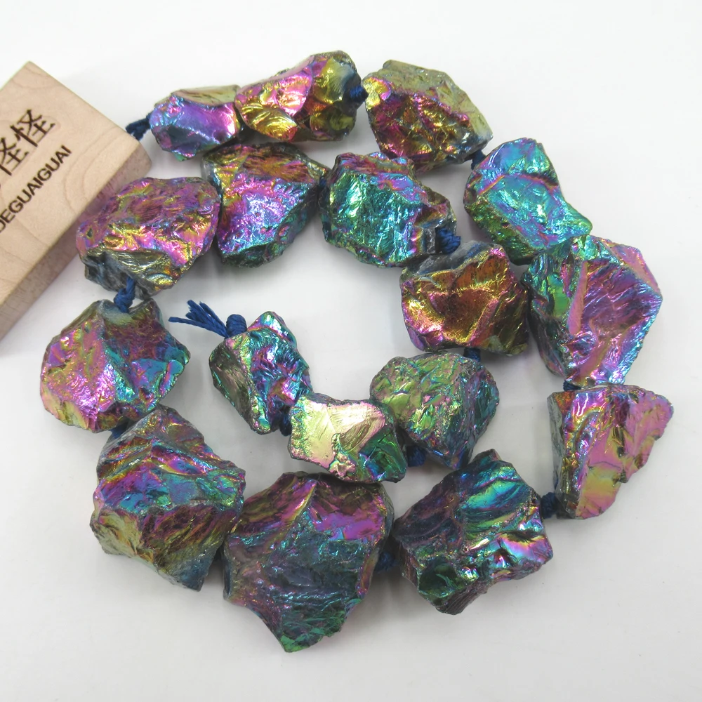 APDGG Natural 16x18-26x28mm Colorful Titanium Quartz Rough Loose Nugget Beads 16\