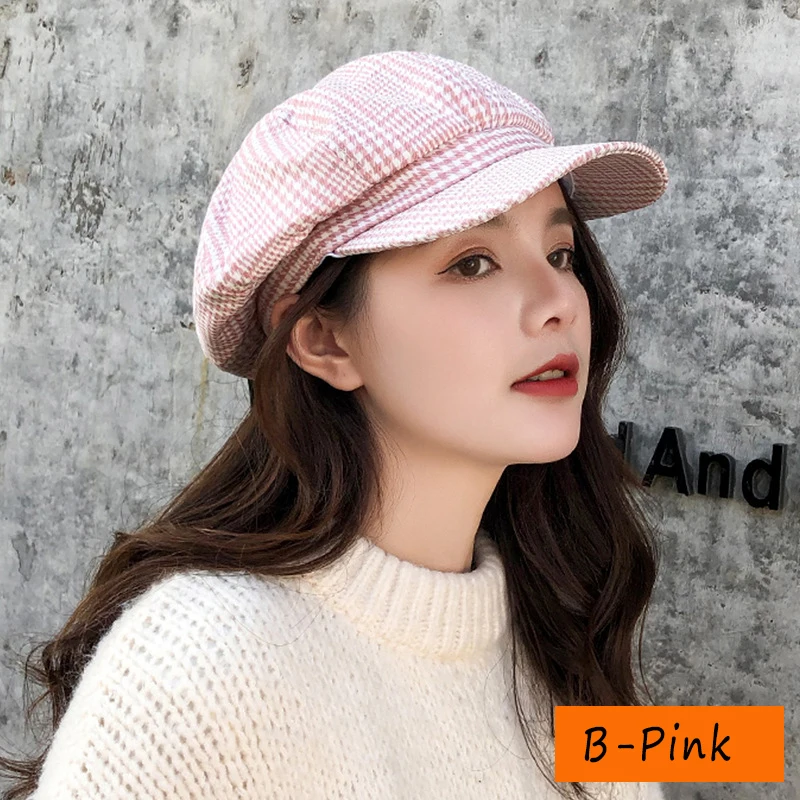 W03 Women\'s Hat Berets For Women\'s Autumn And Winter Beret Female Navy Hat Fashionable Casual Octagonal Retro Hats Peaked Cap
