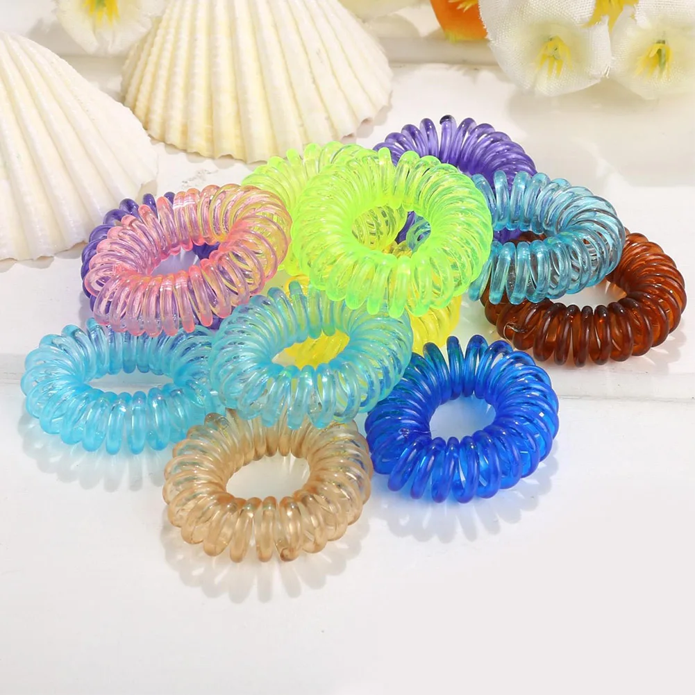 Multicolor Telephone Wire Hair Ties Spiral Slinky Hair Head Elastic Bands Hair Scrunchies Ponytail For Women Girls 10pcs