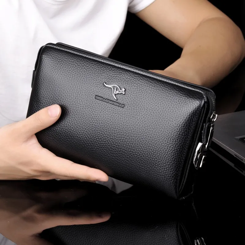 Pochette anti-vol pour hommes, sac de téléphone portable en cuir véritable