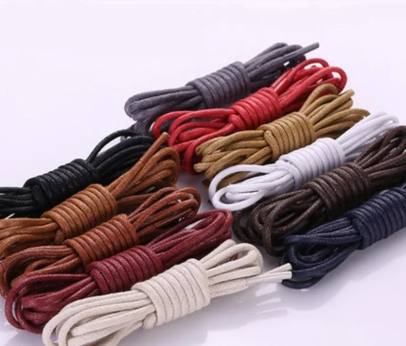 Waterproof Waxed Cotton Round Shoelaces Leather Boots Shoe Laces String Length 60cm 70cm 80cm 90cm 100cm 120cm 140cm 160cm 180cm