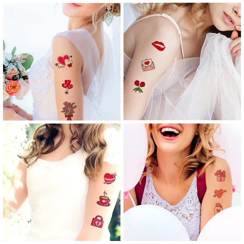 10 Kinds Sweet Love Tattoos Disposable Wedding Anniversary Party Temporary Body Arm Stickers Waterproof Makeup Concealer Sticker