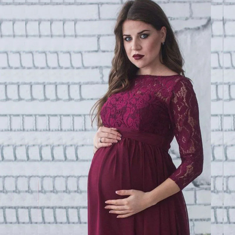 Puococo Pregnant Mother Dress Maternity Photography Props Women Pregnancy Clothes Lace Dress For Pregnant Photo Shoot Clothing