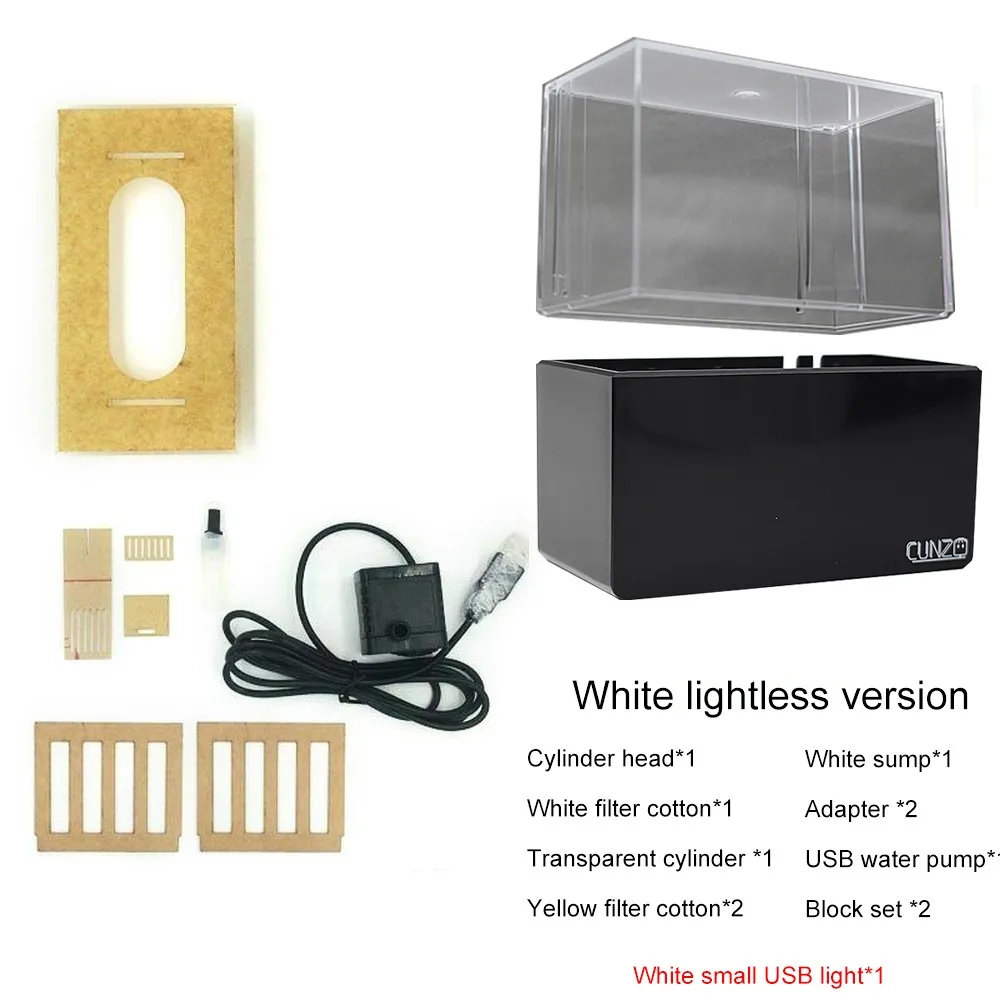 NONE Tragbare Mini Betta Aquarium Aquarium Desktop Marine Aquaponic Aquarium Fische Schüssel Wasser Filter LED Licht USB Luftpumpe 7