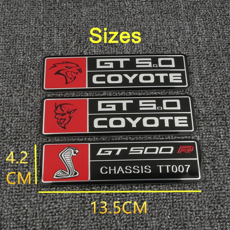 3D Metal GT500 GT350 COYOTE Nameplate Body Stickers For Ford Mustang Shelby GT Car Stickers