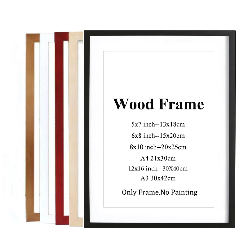 Wooden Frame for Canvas Painting A5 A4 A3 Wooden Picture Frame Black White Pink Coffee Photo Frame with Mats for Wall Mounting