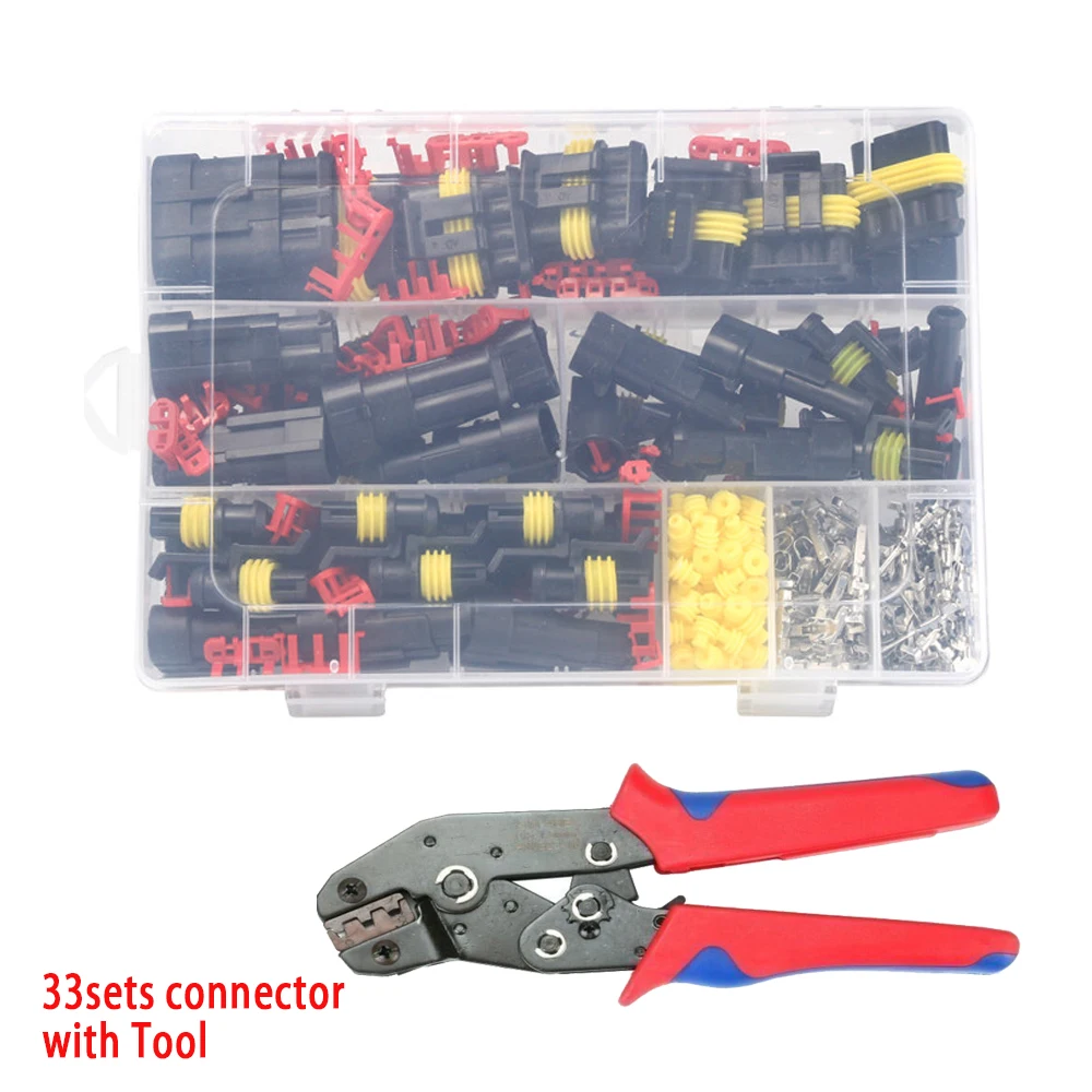 

408pcs Waterproof Connectors 1/2/3/4 Pin Car Electrical Wire Connector Plug Sets with Crimping tool