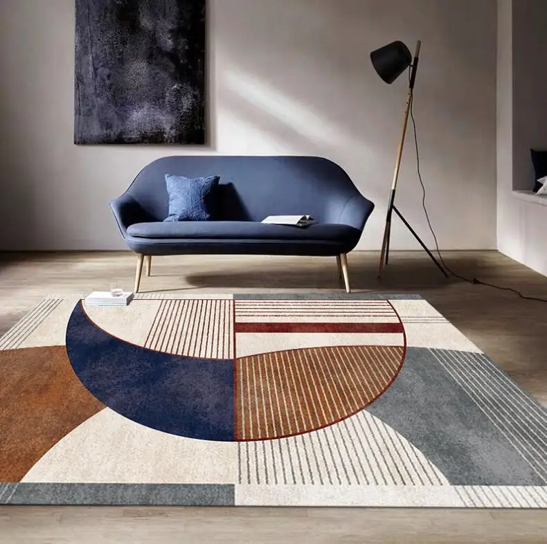 Morandi Abstract Art Anti-Skid Carpet for Living Room Geometric Pattern Bedroom Floor Mat Non-Slip Home Decor Bedside Area Rugs