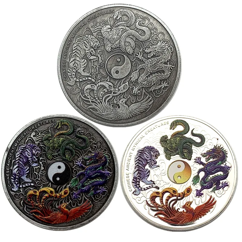 Chinese Ancient Mythical Creatures Dragon Commemorative Collectible Coin Gift Feng Shui Lucky Coin