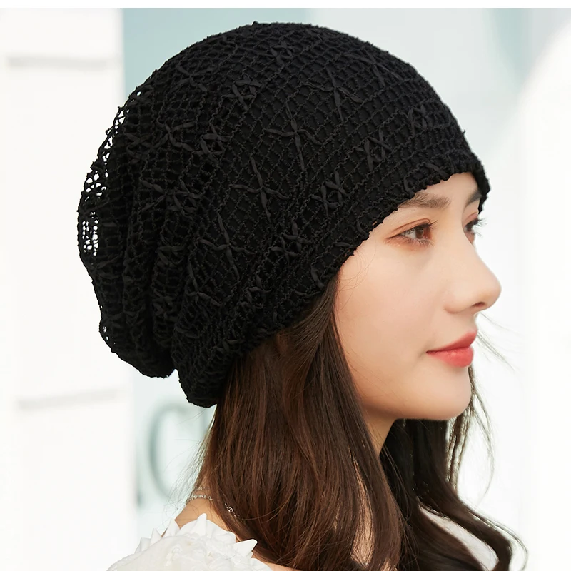 Autumn winter Ponytail Beanie hat Women Stretch Knitted Crochet Beanies cap Winter Hats Cap  For Women Warm Lady