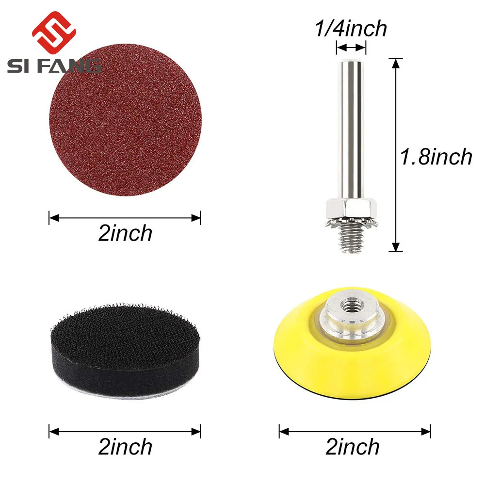 303pcs 2 Inch 50mm Sandpaper Sanding Discs Hook & Loop With 2 Inch Sanding Pad Foam Interface Pad 80-3000Grit