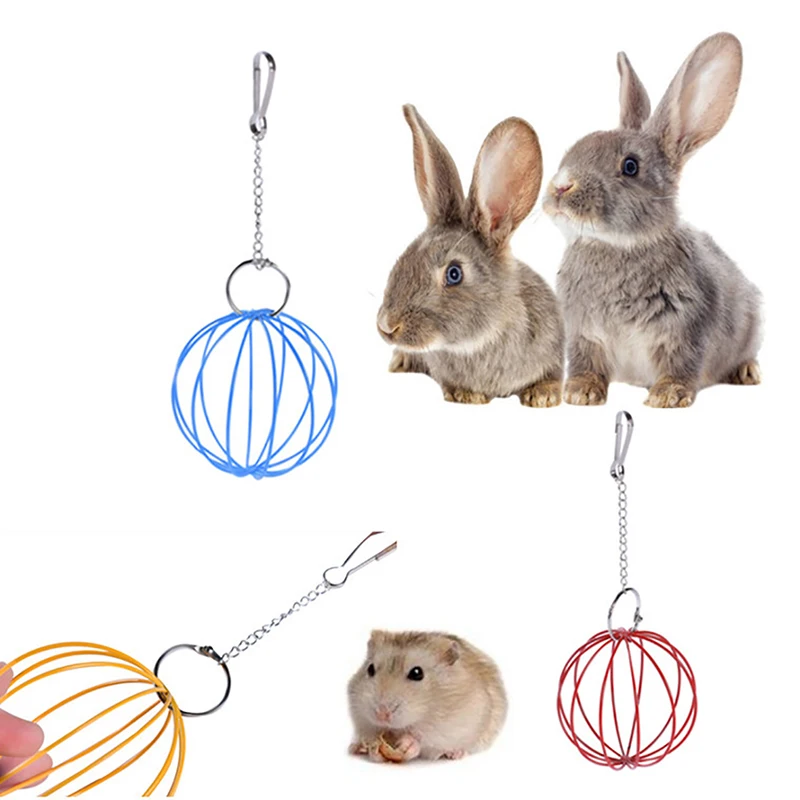 Creative 1Pcs Hangable Feeding Ball Hamster Rabbit Grass Ball Hay Feeder Metal Sphere Pet Feeder Pet Hanging Ball For Hamster