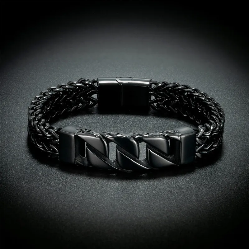 Vintage Stainless Steel Men's Bracelet Gold Chain Splicing Geometric Accessories Personality Punk Bracelets Bangles Men Jewelry
