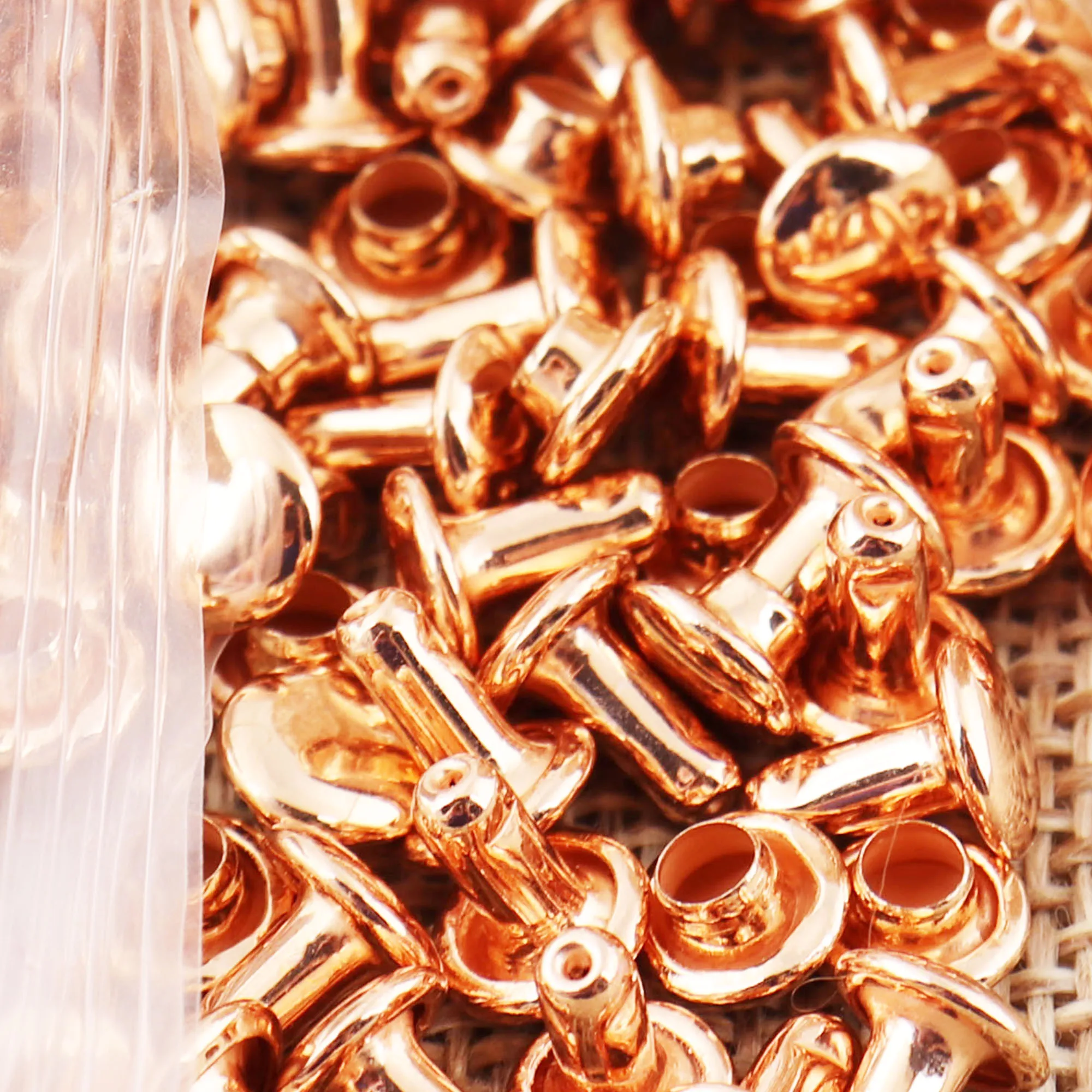 100-300 Sets MINI Rose Gold Double Cap Rivets Round 6mm Studs Leather Craft Snaps Prong Fastener Riveted