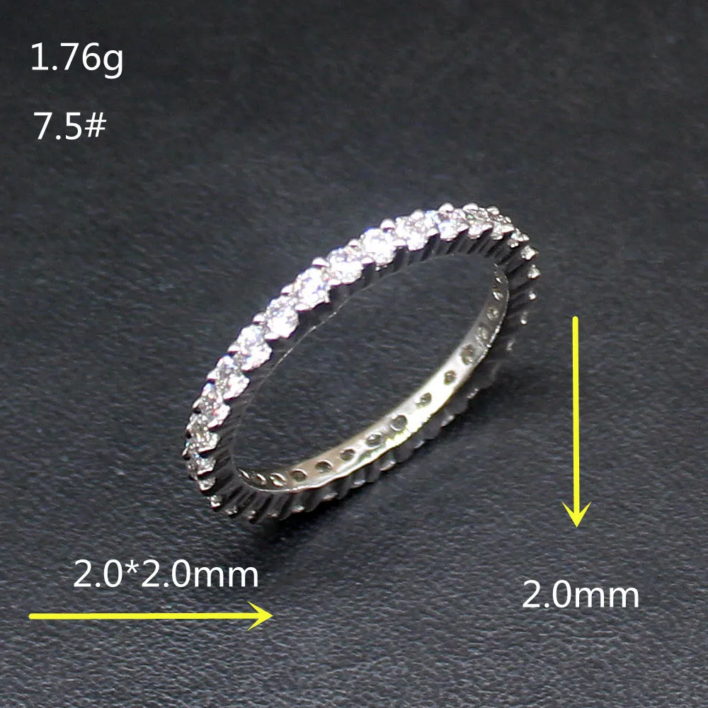 Gemstonefactory Jewelry Big Promotion Single Unique 925 Silver White Cubic Zirconia Women Gifts Wedding Band Rings 7.5# 20214430