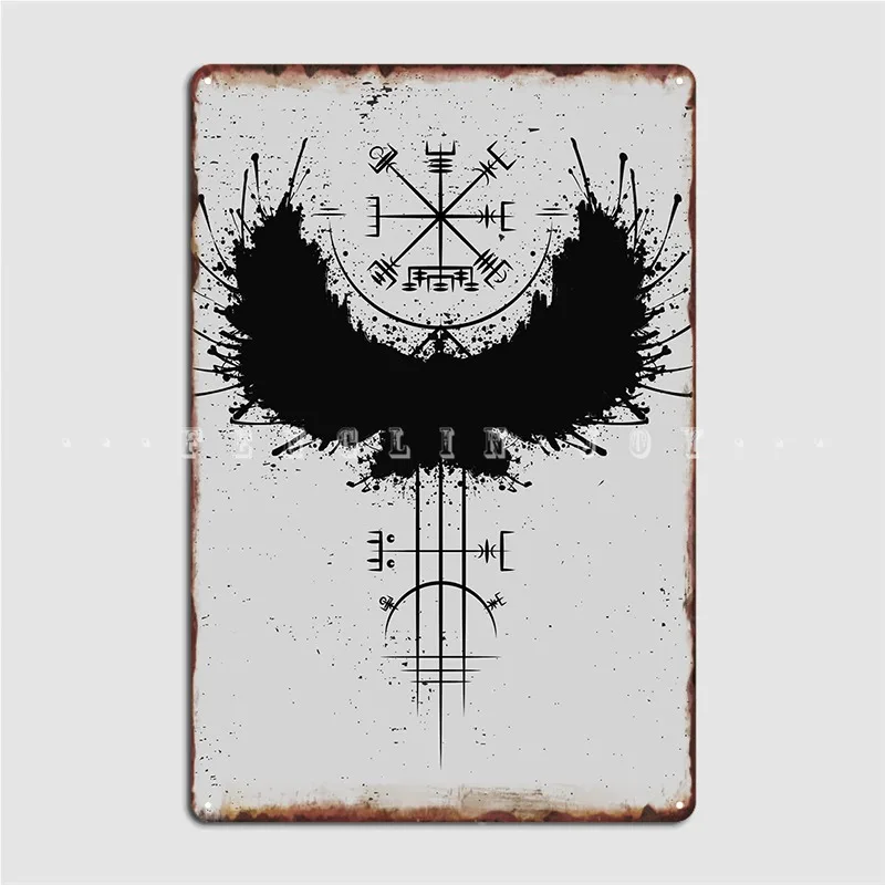 Raven Viking Vegvisir Metal Sign Cinema Kitchen Kitchen Decoration Painting Décor Tin Sign Poster