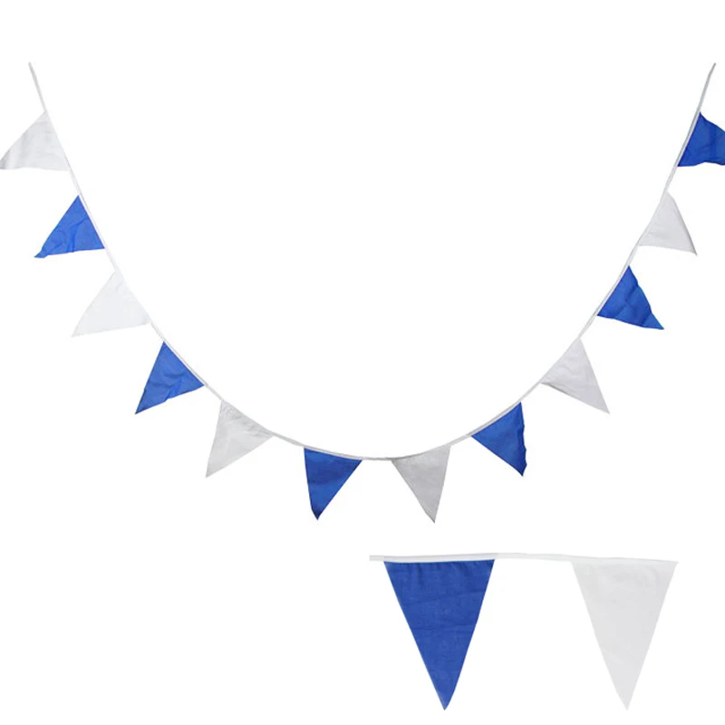 20 Flags 8M Blue White HQ Banners Wedding Party New Garland Beauty Wall Hanging Silk Fabric Decoration Bridal Shower Bunting