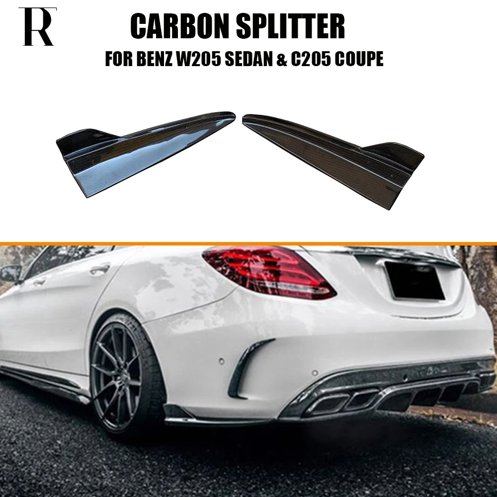 Carbon Fiber Rear Bumper Side Splitter Apron for Benz W205 C205 S205 C180 C200 C300 C43 C450 C63 Sports Sedan Coupe Wagon 15 up