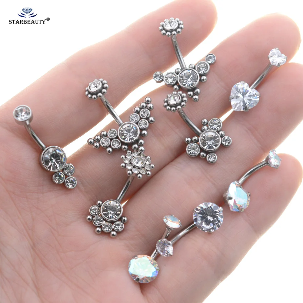 1Pc Surgical Stainless Steel Belly Button Piercing Earrings, Navel Piercing Mini Ball, Eagle, Butterfly, Paw, Heart Navel Rings