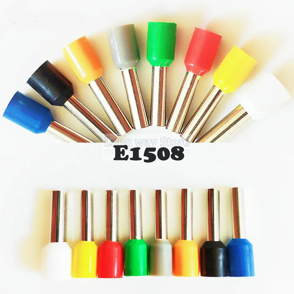 Wire connector E1508 Insulated cord end terminals Insulating Crimp Terminal 50PCS/Bag Tube 1.5mm2 Cable Connector wire terminals