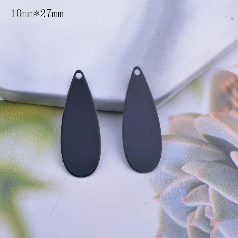 12pcs Small Round Charms Black Square Shape Pendant laser Cut Brass Jewelry DIY Earring