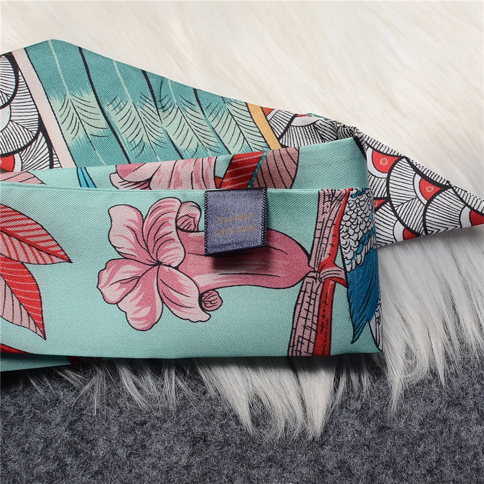 Luxury Feather Real 100% Silk Scarf Summer Natural Mulberry Silk Design Brand Women Scarf Foulard Hair & Bag Scarves Neckerchief