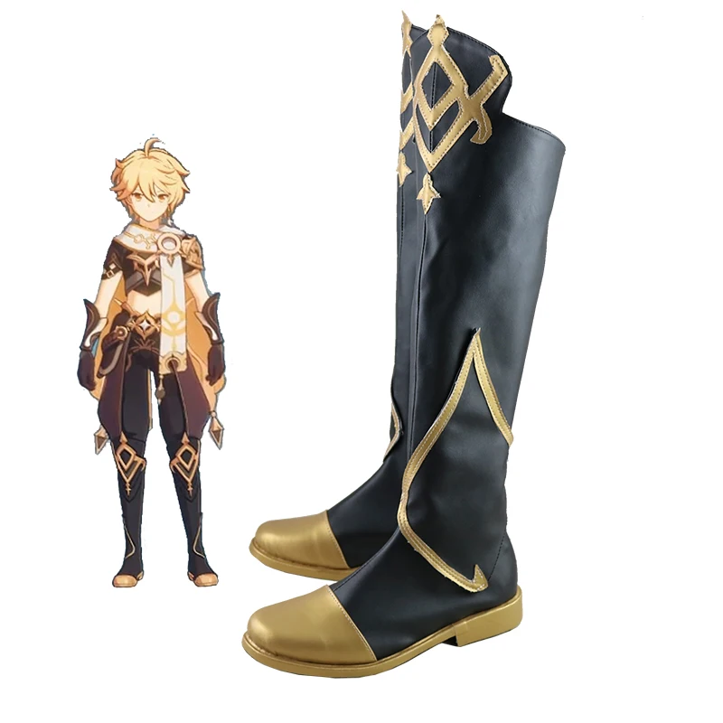Neue Genshin Impact Cosplay Schuhe Genshin Impact Traveler Aether Cosplay Stiefel Karneval Halloween Damen/Herren Schuhe Größe 35-48