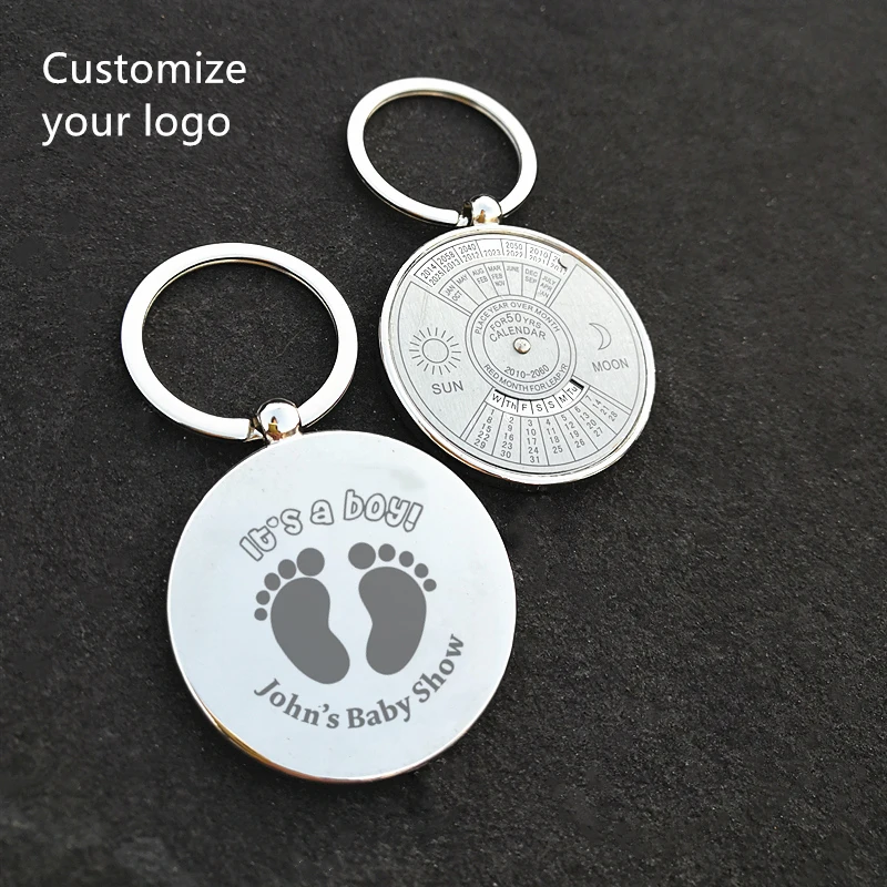 50Pcs Personalized Wedding Gifts For Guests Favors Customized Name And Date Souvenirs Perpetual Calendar Alloy Keychain