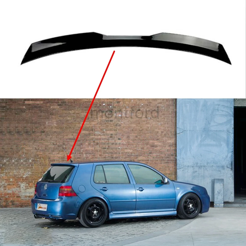 For 99-06 VW Golf 4 MK4 R32 Hatchback Spoiler ABS Plastic Gloosy Black Car Tail Wing Decoration Rear Roof Lip Spoiler