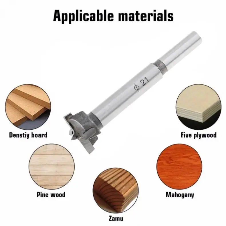 21 mm Wolframstahl-Holzbohrer aus Hartlegierung, Holzbearbeitungs-Lochöffner zum Bohren auf Gipskarton/Kunststoffplatten/Holzplatte