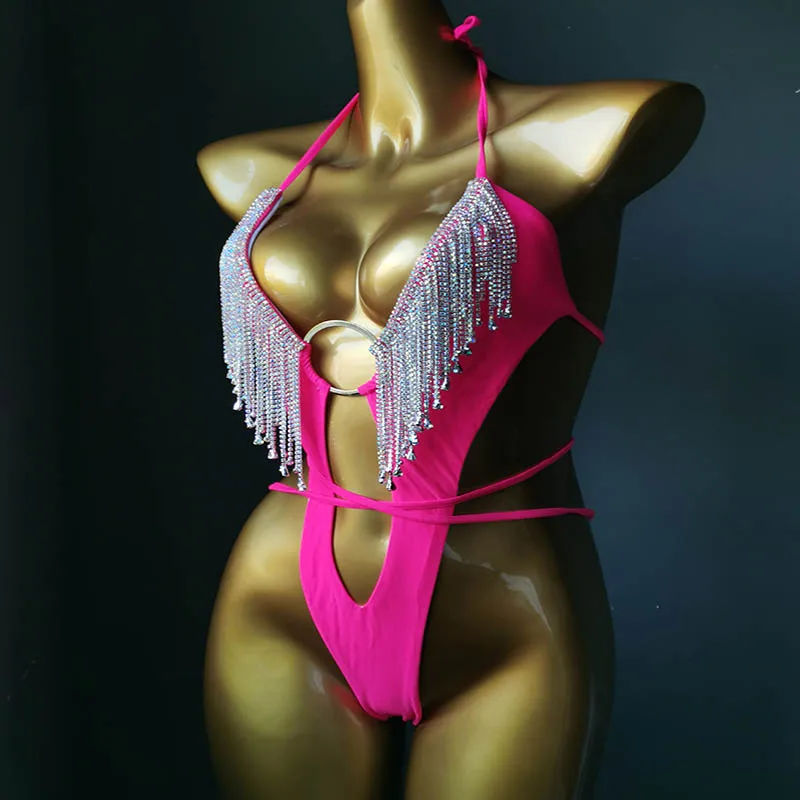 2021 venus wakacje damskie seksowne bikini diamentowe frędzle stroje kąpielowe bling kamienie strój kąpielowy rhinestone kostiumy kąpielowe