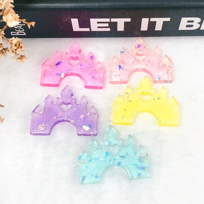 5pcs Castle Charms  Multicolor Flatback Resin For Necklace Keychain Pendant  DIY Making Accessories