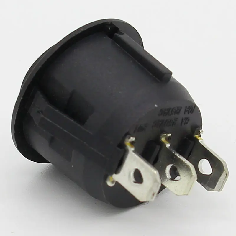 10Pcs 23mm Round Black 3 Pin 10A/125V 6A/250V AC 3 Position SPDT ON-OFF-ON Rocker Switch Snap-in