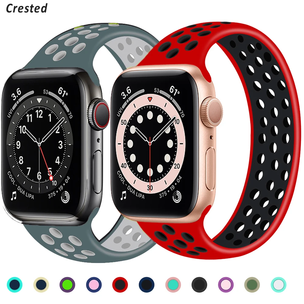 Solo Loop for Apple Watch Band 44mm 40mm 38mm 42mm Breathable Elastic Belt Silicone bracelet band iWatch Series 3 4 5 SE 6 Strap