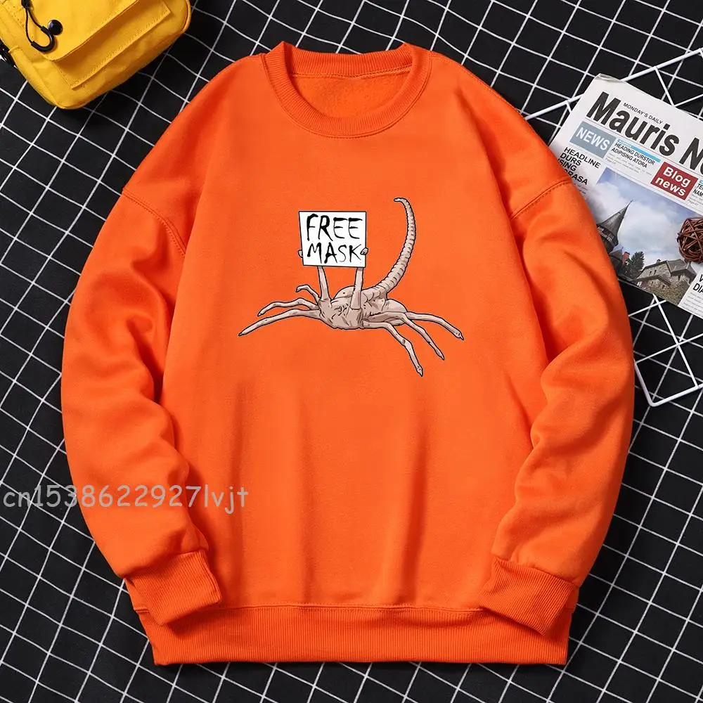 Alien Facehugger Horror Print Hoodies Men's Movie Hip Hop Streetwears Crewneck Fashion Fleece Sweatshirts Oversize Loose Jacket