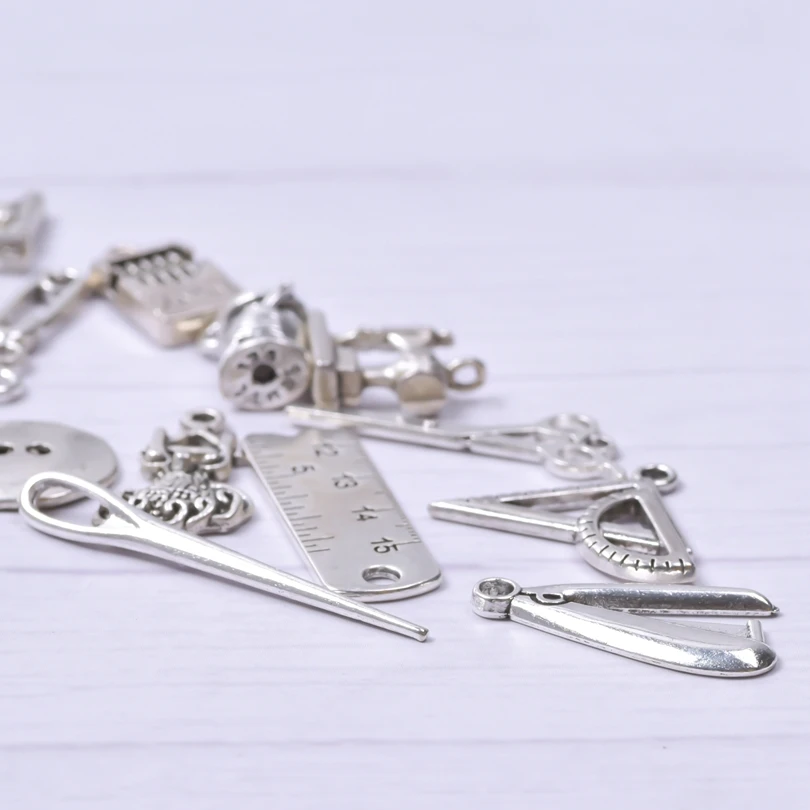 15pcs Sewing Accessories Charm Pendants For Women Men DIY Jewelry Making Necklace Earrings Personality Handmade Alloy Materials