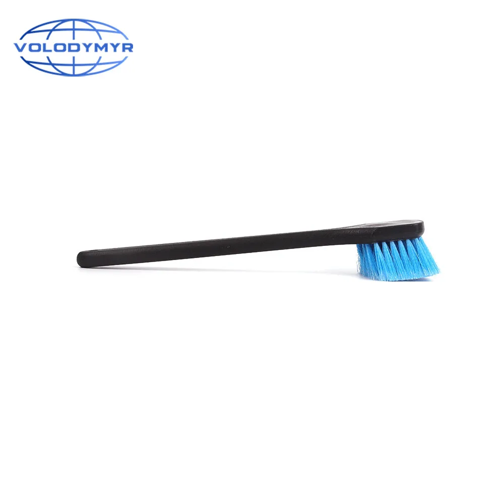 Car Rim Tire Wheel Brush Cleaner with Long Handle and Blue Soft Bristles Detailer for Detailing Auto Cleaning Clean Detail