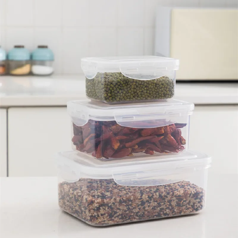 

3pcs Rectangular Airtight Food Storage Container with Lid, Leak Proof Snap Lock, BPA Free Plastic (350ML, 900ML, 1500ML)