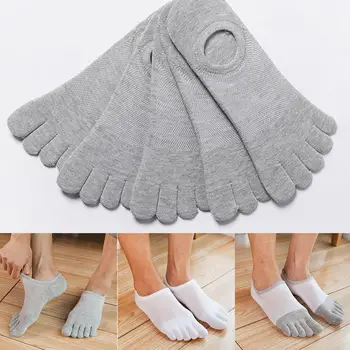 1Pairs خمسة إصبع تو الجوارب الرجال موضة تنفس القطن نونسليب الجوارب المضادة للانزلاق تظهر قصيرة غير مرئية الجوارب الجوارب